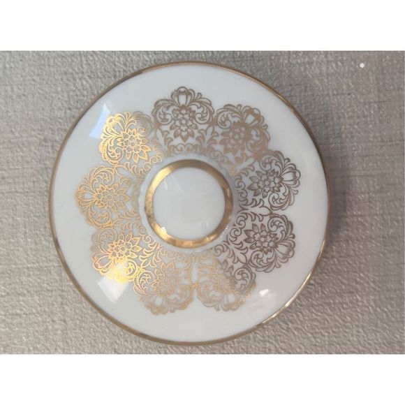 Bavaria Tirchenreuth Germany Porcelain Creamer and Sugar Bowl White Gold - Picture 5 of 7